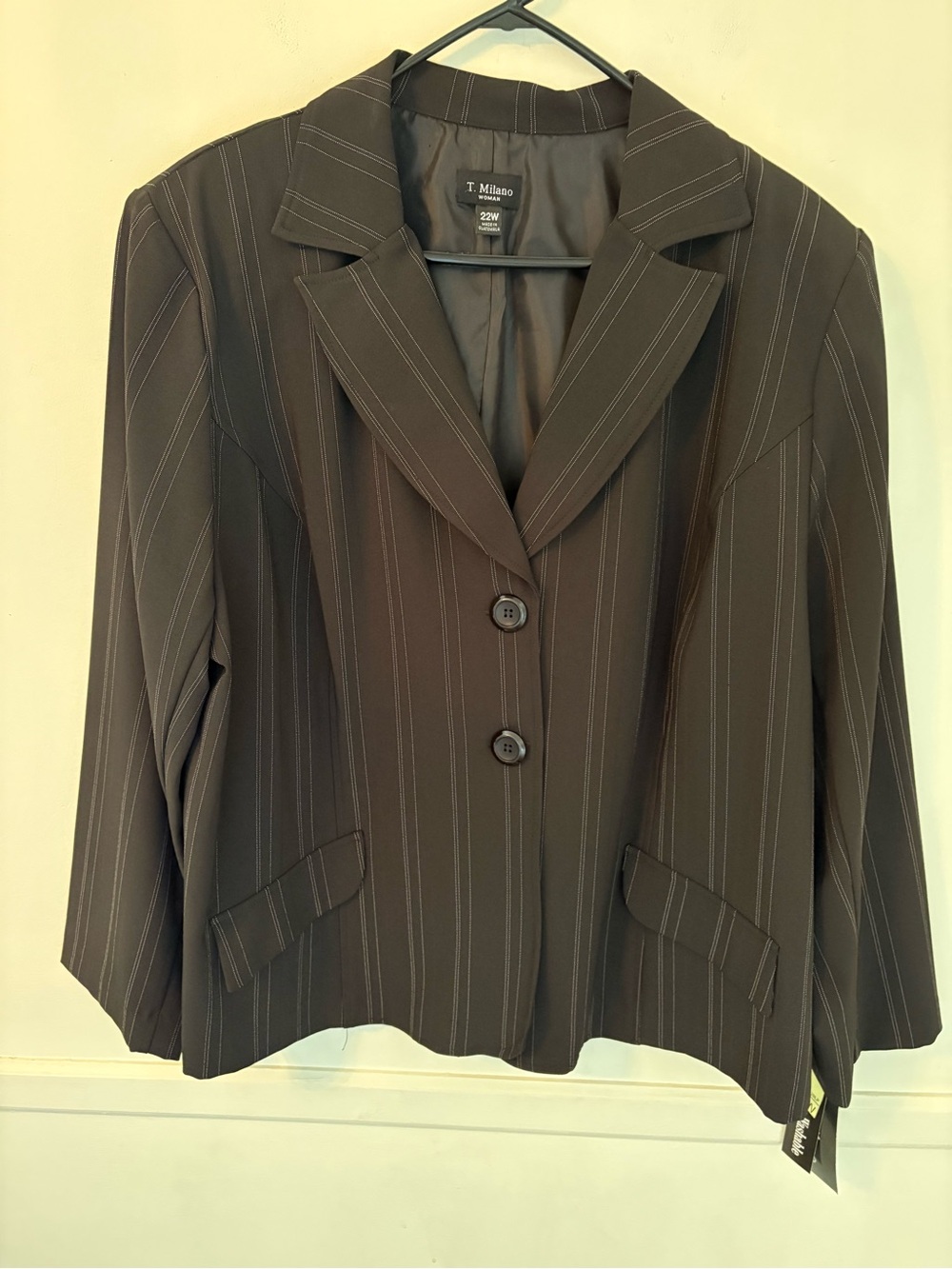 T Milano Blazer Black Gray Jacket  Business Career Office Classic Womens Sz 22W